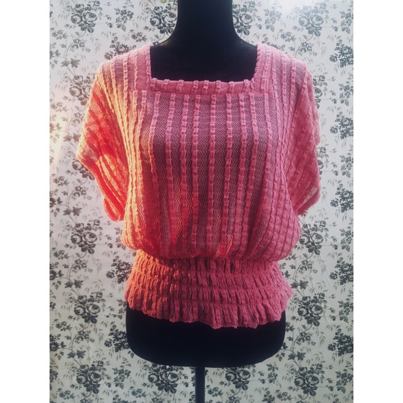 HP - Candie's Pink Ribbed-Knit Tunic Top B… - Picture 1 of 3